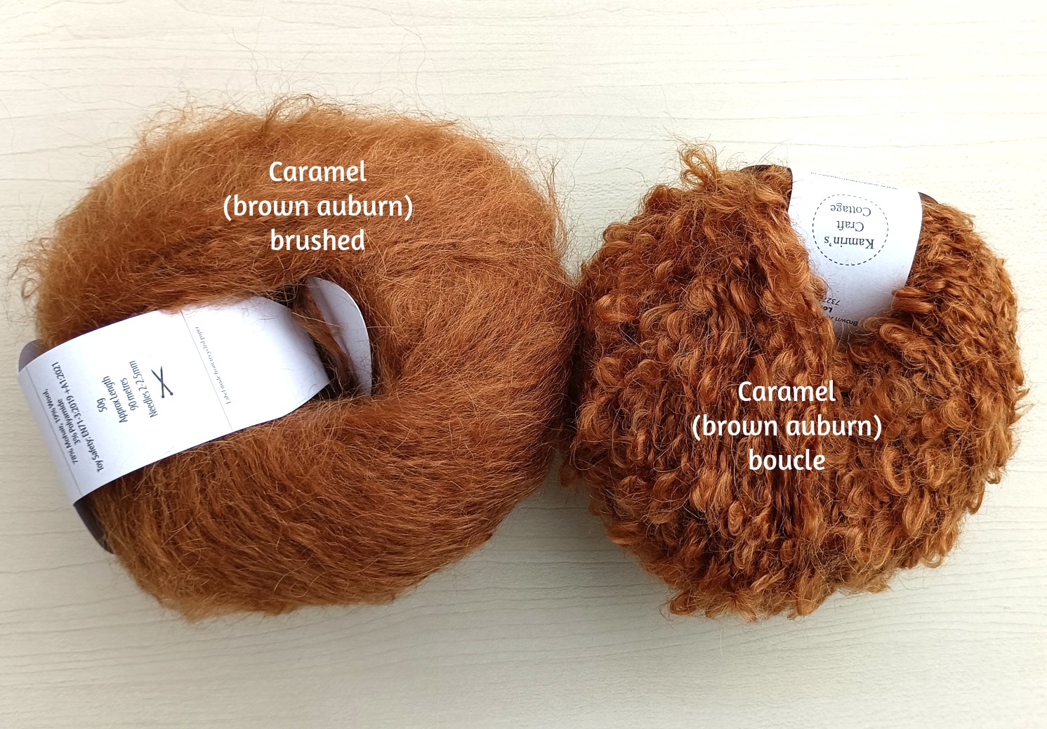 Brown Auburn (karamelna rjava) bouclé, 50 gr